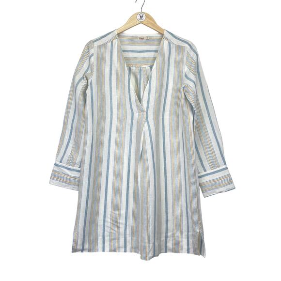 FAHERTY Beach Days Tunic Dress in Luciano Stripe 100% Linen Womens S Beach Boho - Picture 1 of 10